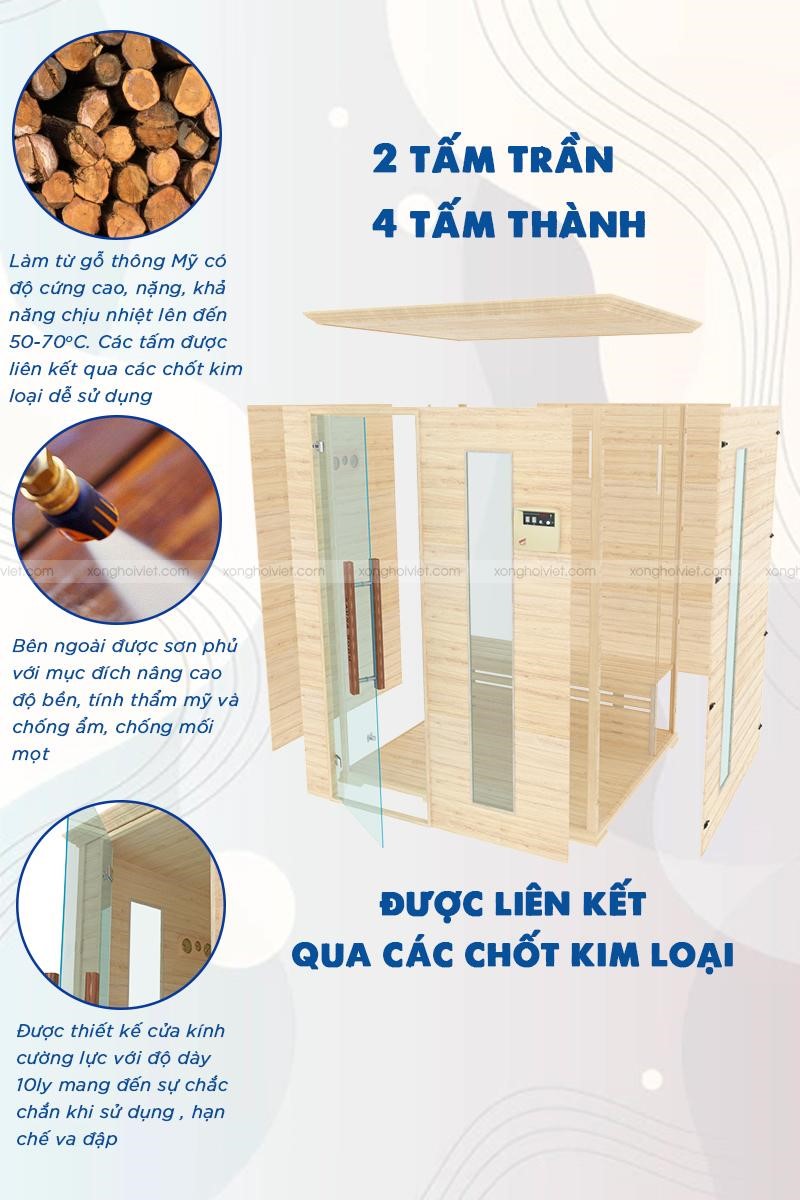 Phòng xông khô chất liệu gỗ thông Mỹ TM151320